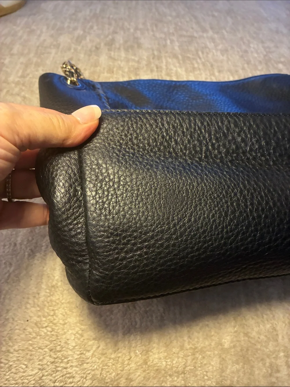 Tory Burch Black Pebbled Leather Chain-Handle Shoulder Bag